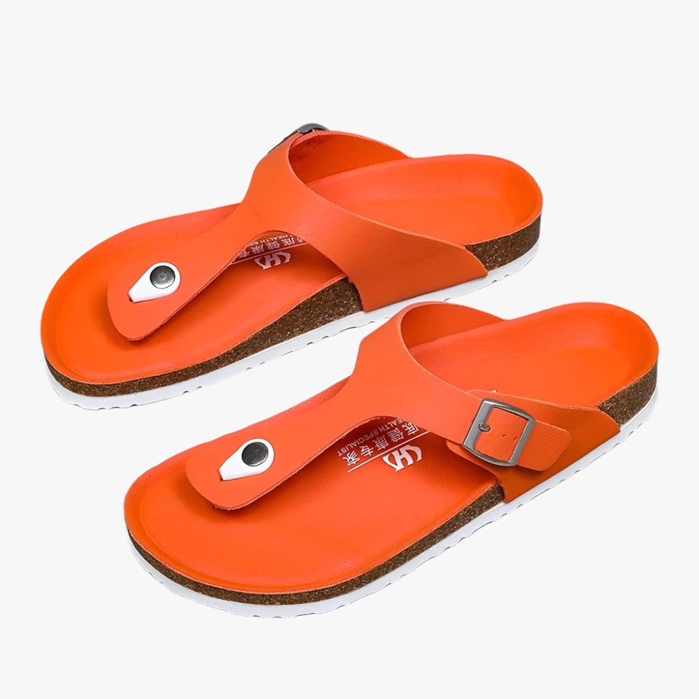 Durable Men's Sandals - Non-Slip Leather Casual Flip Flops for Outdoor Use
