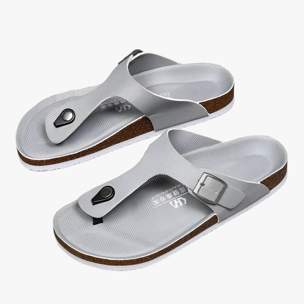 Durable Men's Sandals - Non-Slip Leather Casual Flip Flops for Outdoor Use