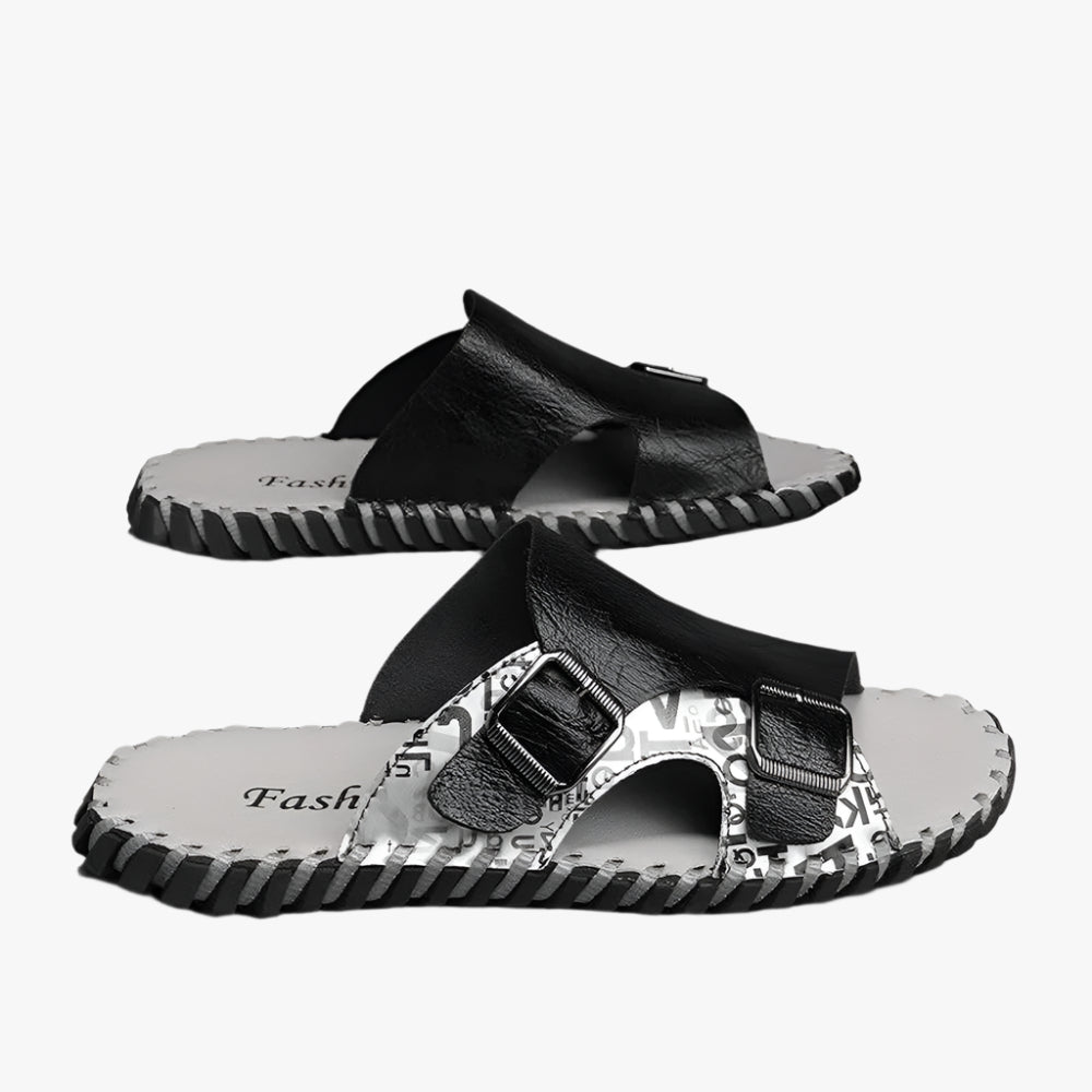 Handmade Leather Men's Slippers - Comfortable Casual Summer Slip-On Slides
