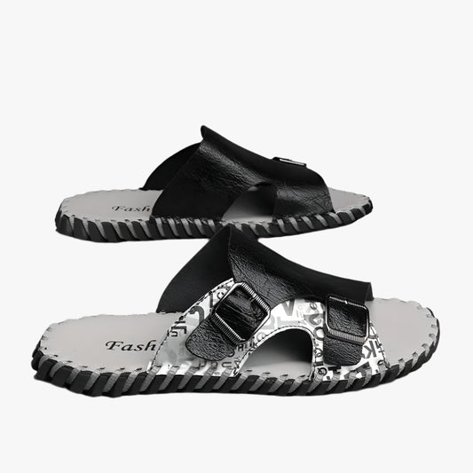 Handmade Leather Men's Slippers - Comfortable Casual Summer Slip-On Slides