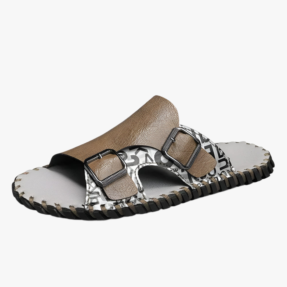 Handmade Leather Men's Slippers - Comfortable Casual Summer Slip-On Slides