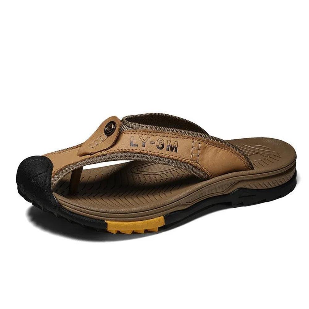 Luxury Genuine Cow Leather Men's Sandals with Anti-Slip Design for Summer