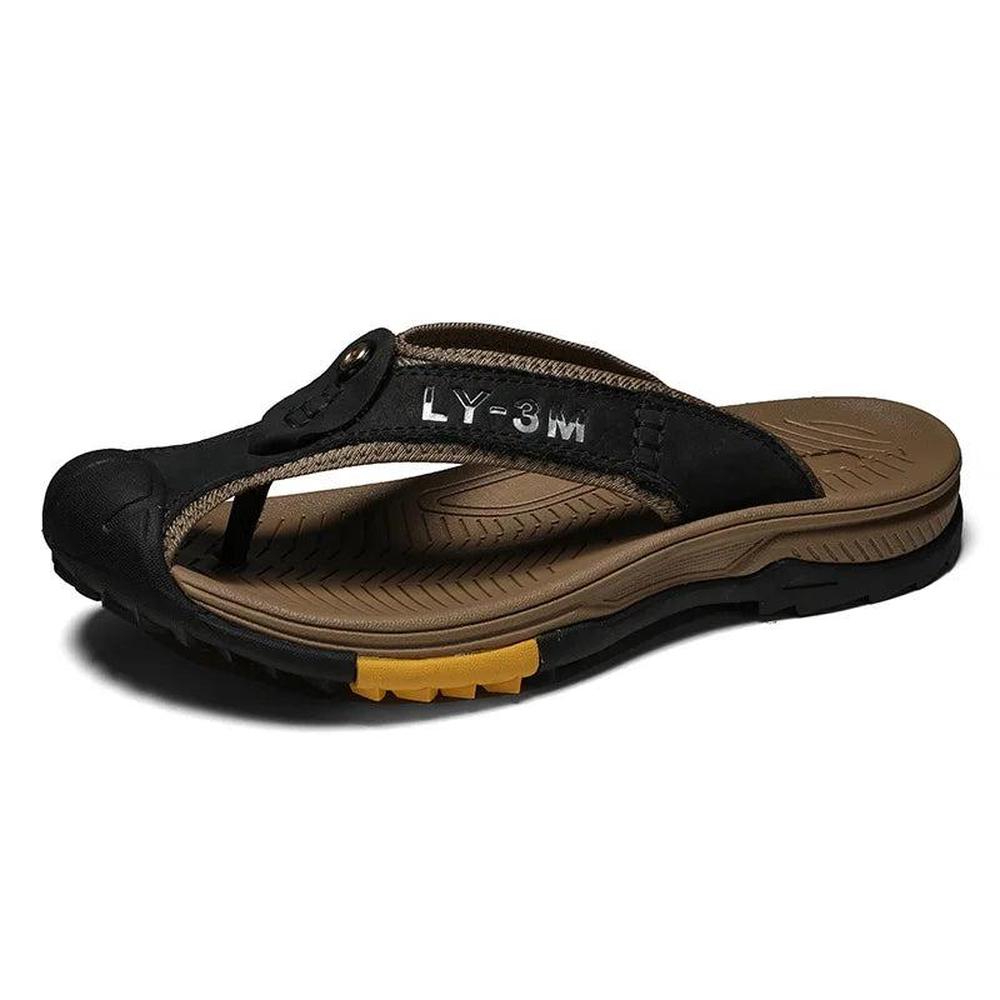 Luxury Genuine Cow Leather Men's Sandals with Anti-Slip Design for Summer