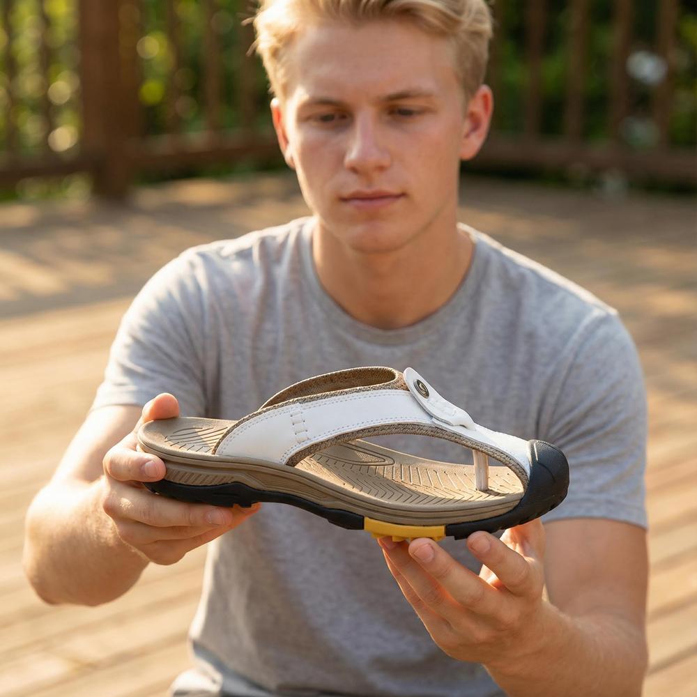 Caden Leather Men's Flip Flop Sandals for Everyday Comfort