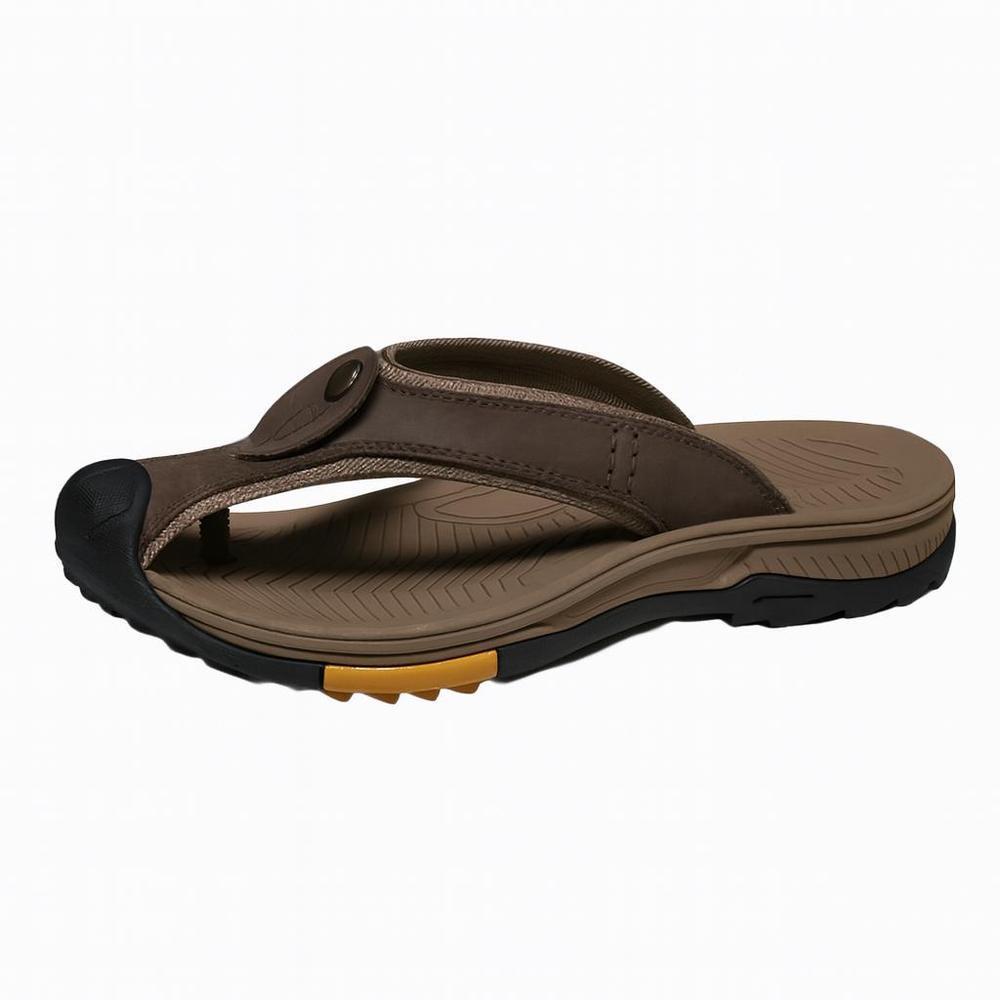 Caden Leather Men's Flip Flop Sandals for Everyday Comfort