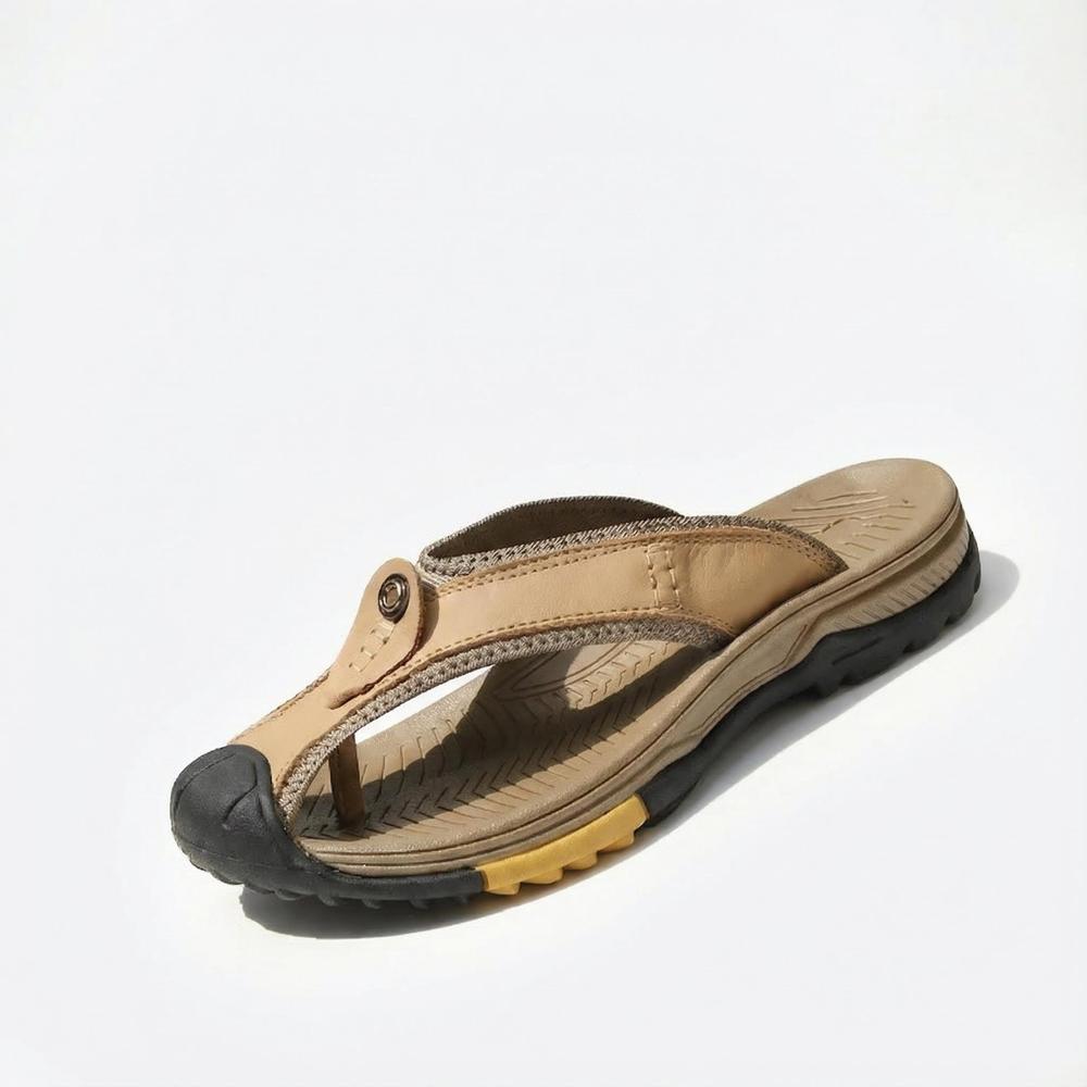 Caden Leather Men's Flip Flop Sandals for Everyday Comfort