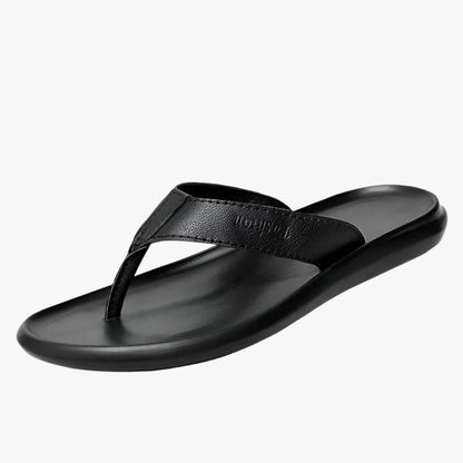 Casual Men's Leather Flip Flops - Soft Non-Slip Summer Sandals for Comfort