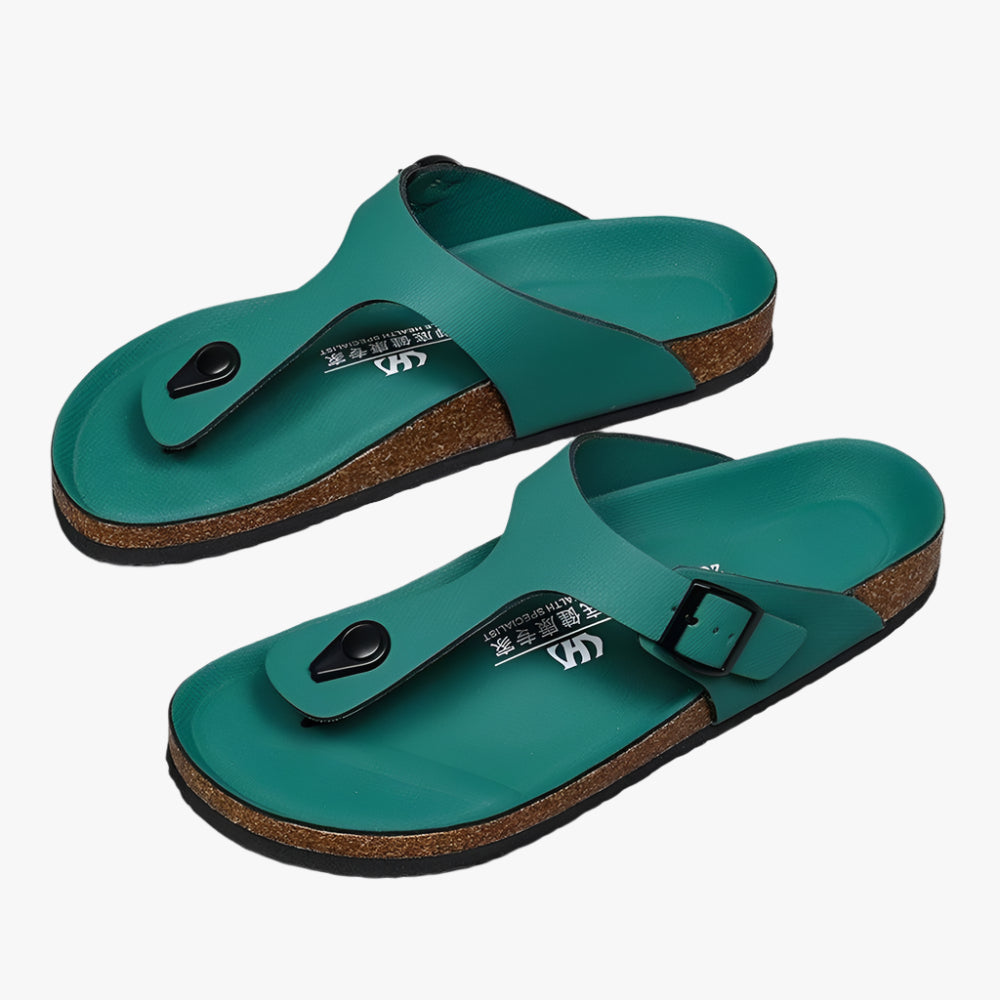 Durable Men's Sandals - Non-Slip Leather Casual Flip Flops for Outdoor Use