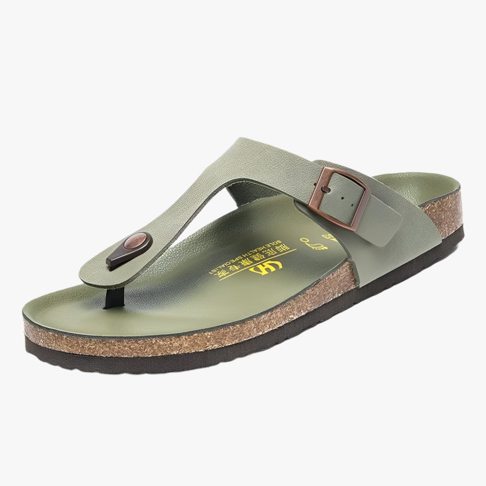 Durable Men's Sandals - Non-Slip Leather Casual Flip Flops for Outdoor Use