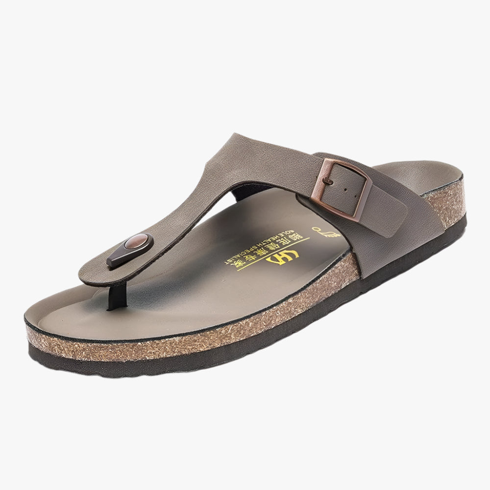 Durable Men's Sandals - Non-Slip Leather Casual Flip Flops for Outdoor Use
