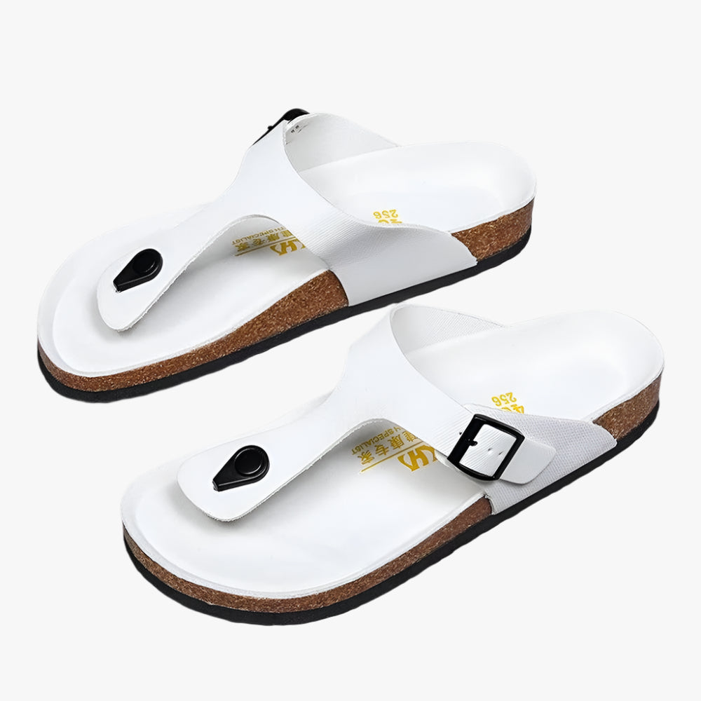 Durable Men's Sandals - Non-Slip Leather Casual Flip Flops for Outdoor Use