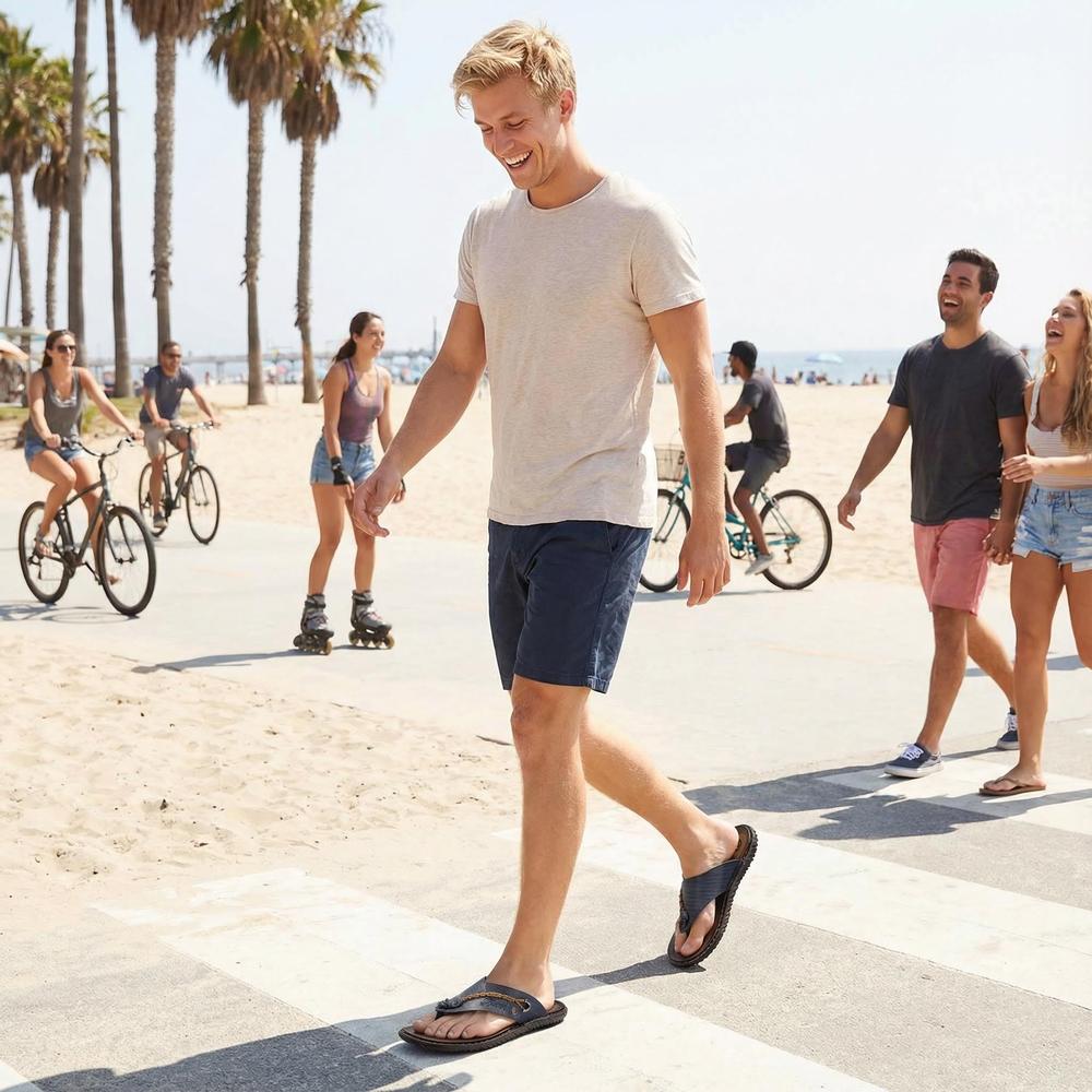 Handmade Leather Mens Flip Flops - Stylish Summer Sandals