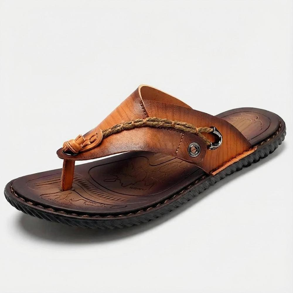 Handmade Leather Mens Flip Flops - Stylish Summer Sandals