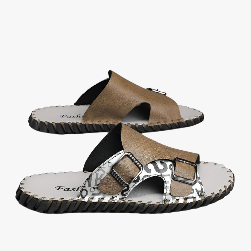 Handmade Leather Men's Slippers - Comfortable Casual Summer Slip-On Slides