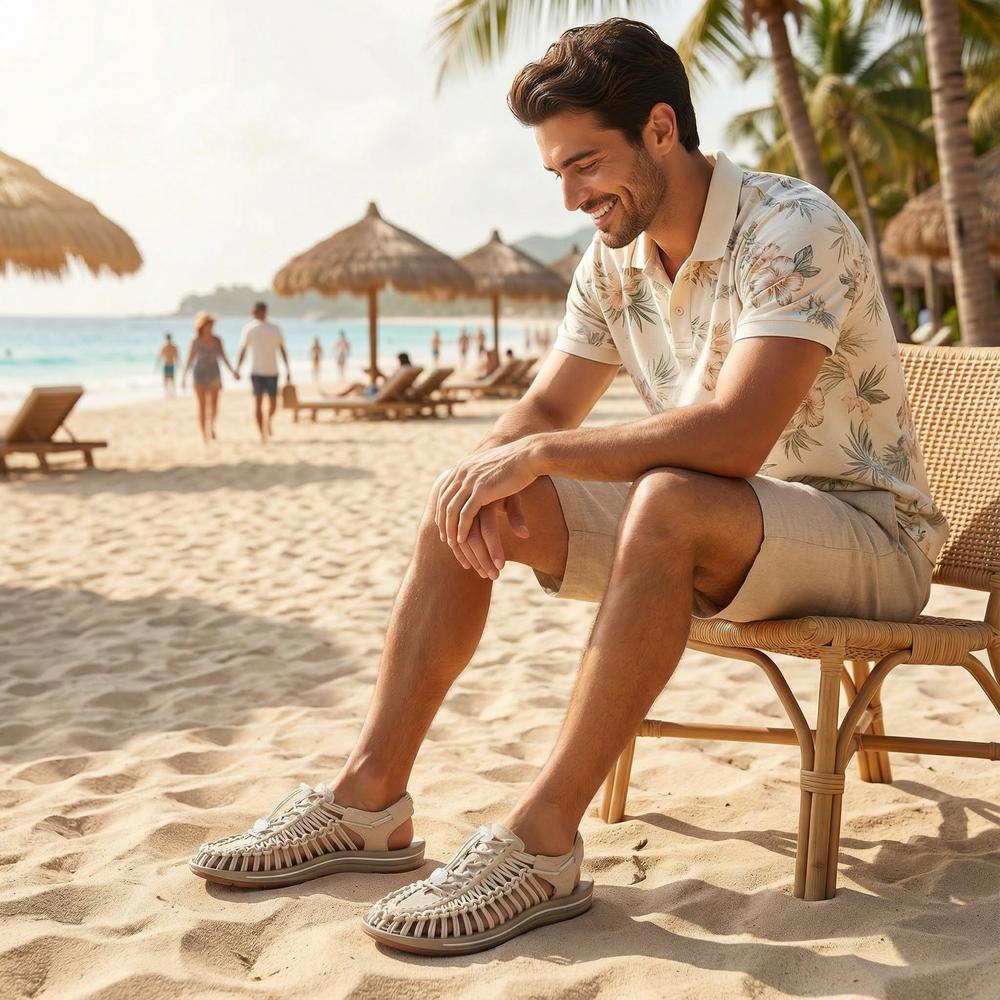 Handmade Weaving Design Men's Sandals - Casual Flat Footwear