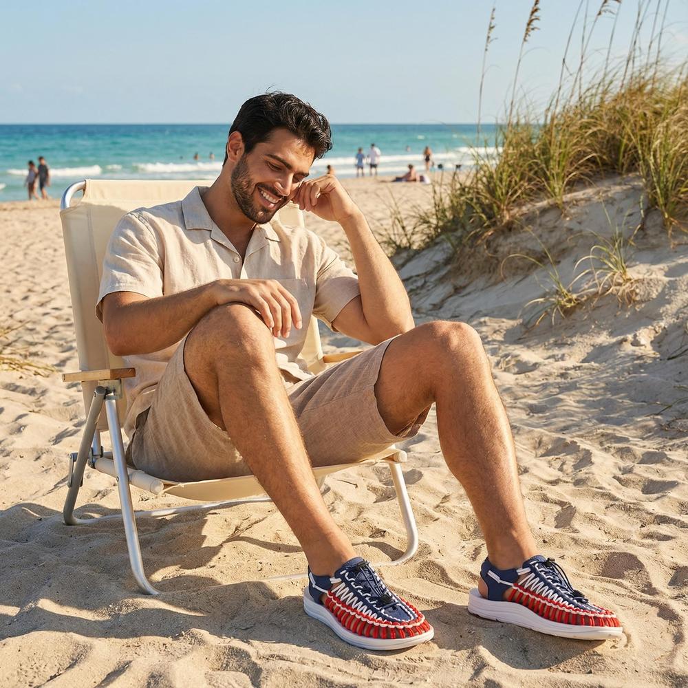Handmade Weaving Design Men's Sandals - Casual Flat Footwear