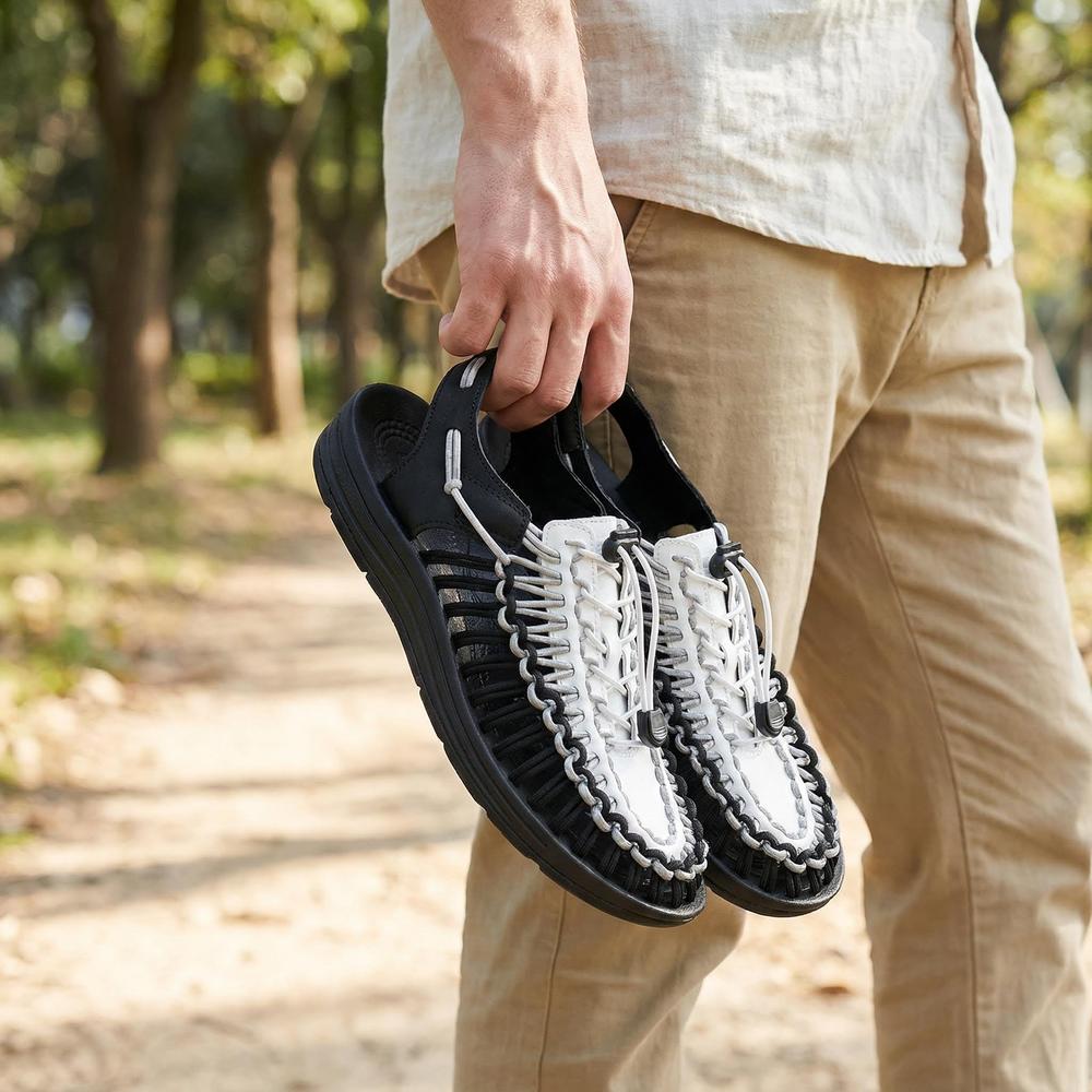 Handmade Weaving Design Men's Sandals - Casual Flat Footwear