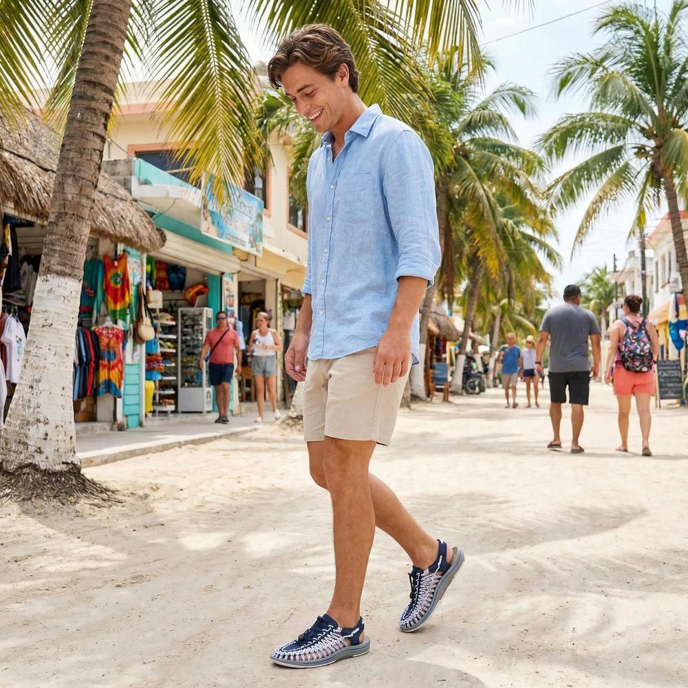 Handmade Weaving Design Men's Sandals - Casual Flat Footwear