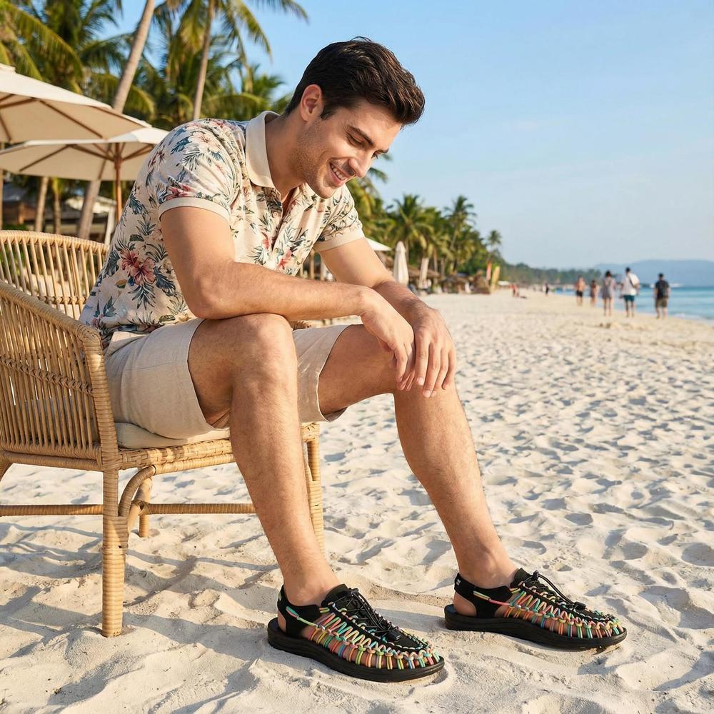 Handmade Weaving Design Men's Sandals - Casual Flat Footwear