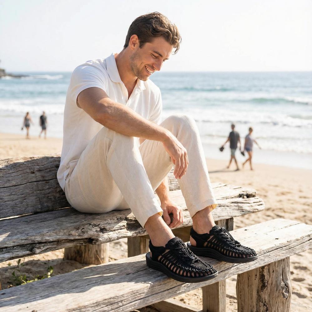 Handmade Weaving Design Men's Sandals - Casual Flat Footwear