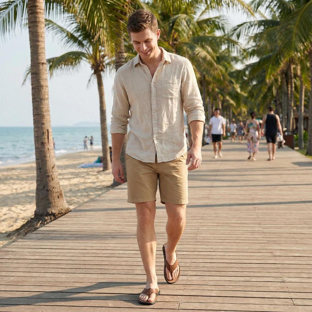 Italian Leather Casual Flip Flops for Men