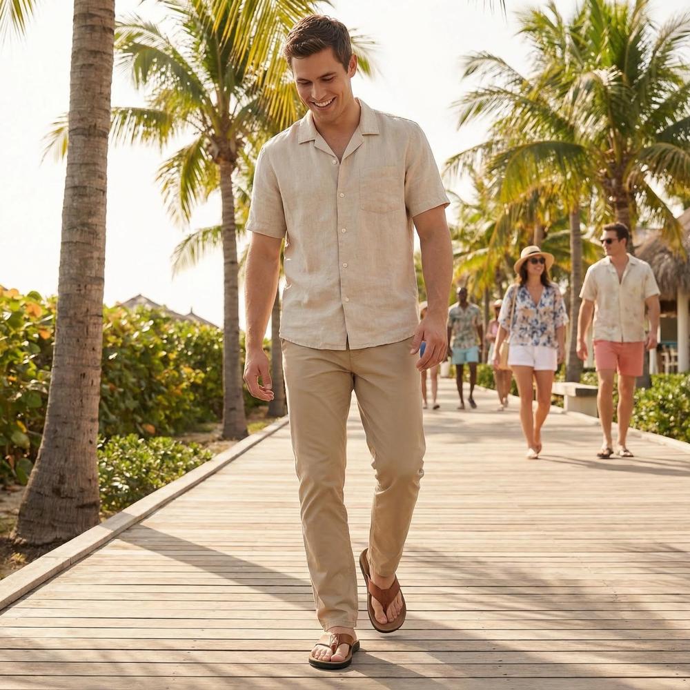 Italian Leather Casual Flip Flops for Men