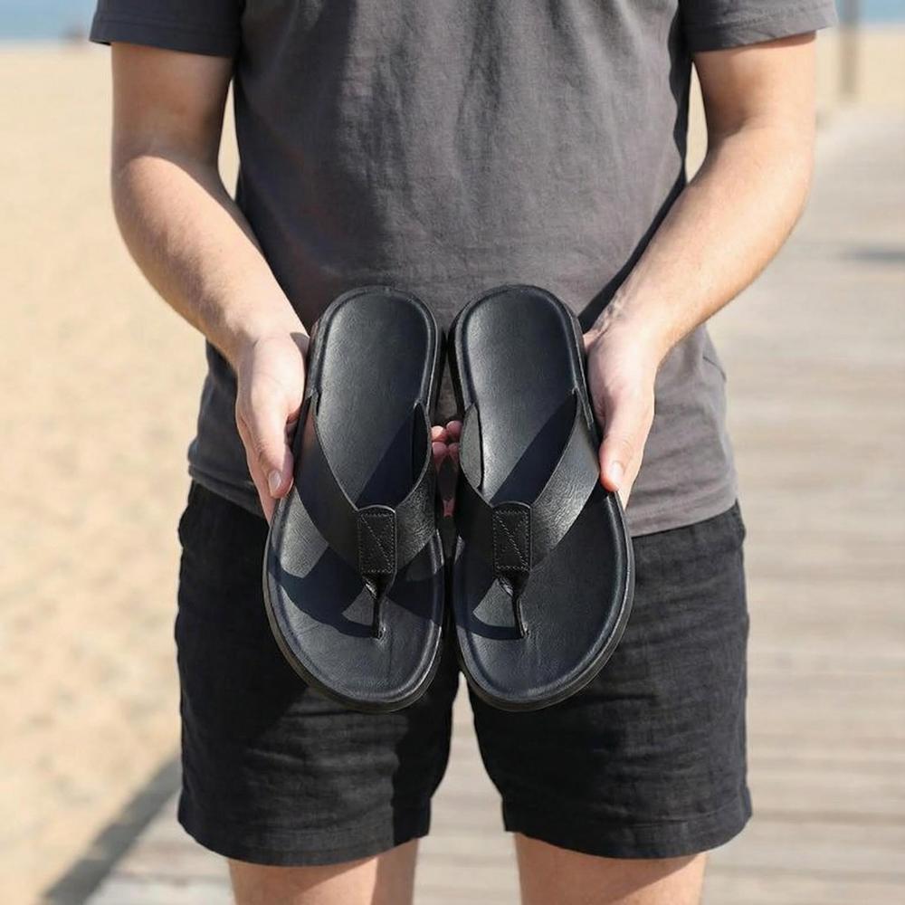 Italian Leather Casual Flip Flops for Men