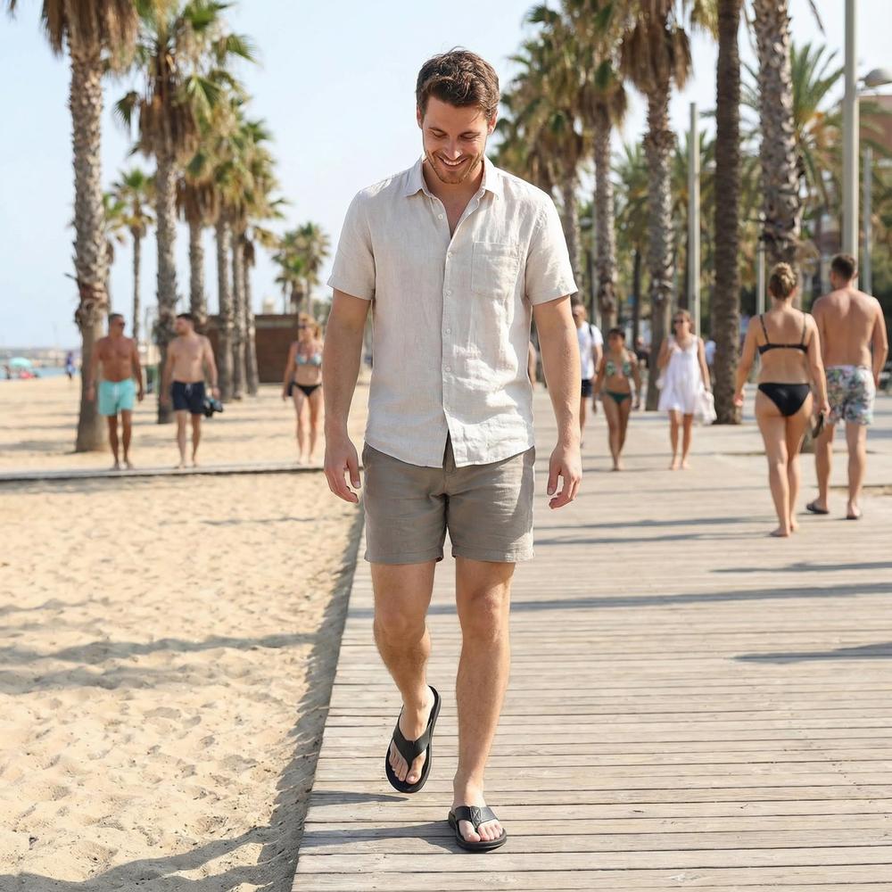 Italian Leather Casual Flip Flops for Men