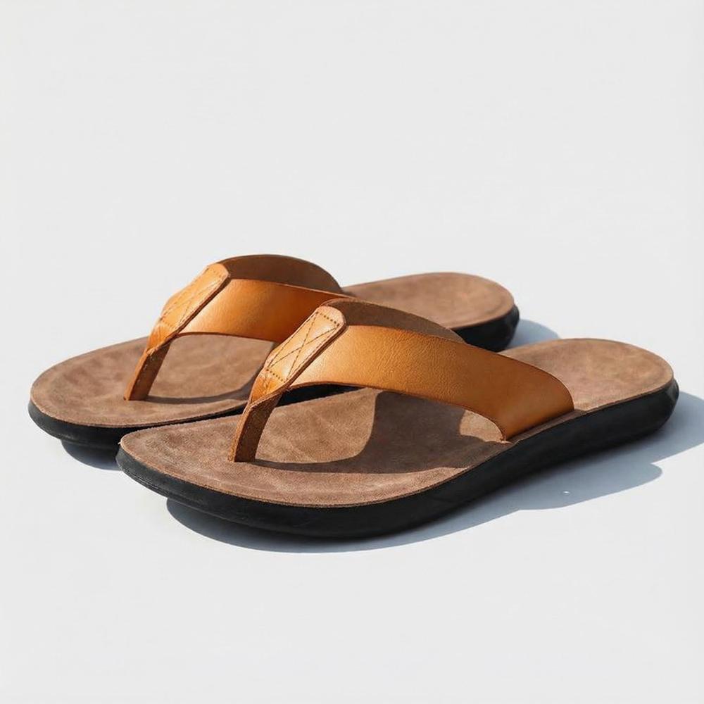 Italian Leather Casual Flip Flops for Men
