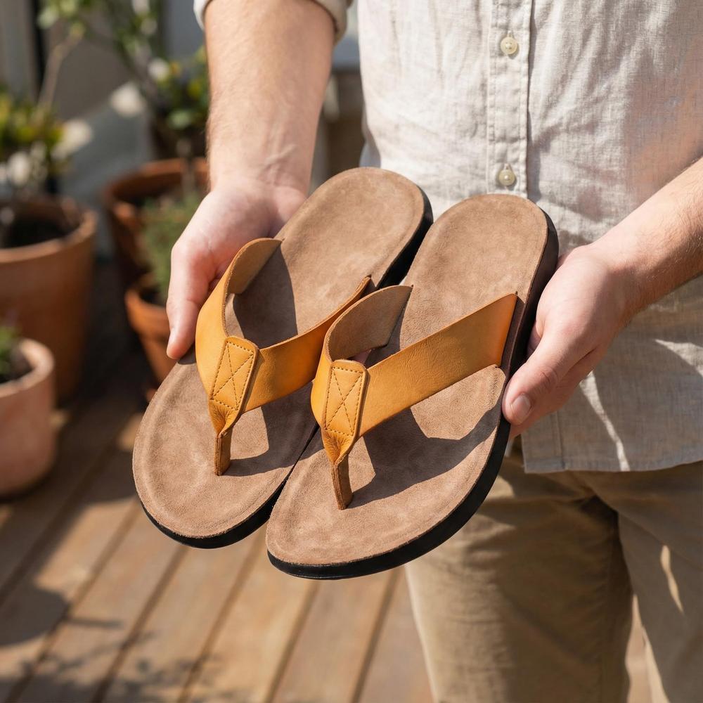 Italian Leather Casual Flip Flops for Men