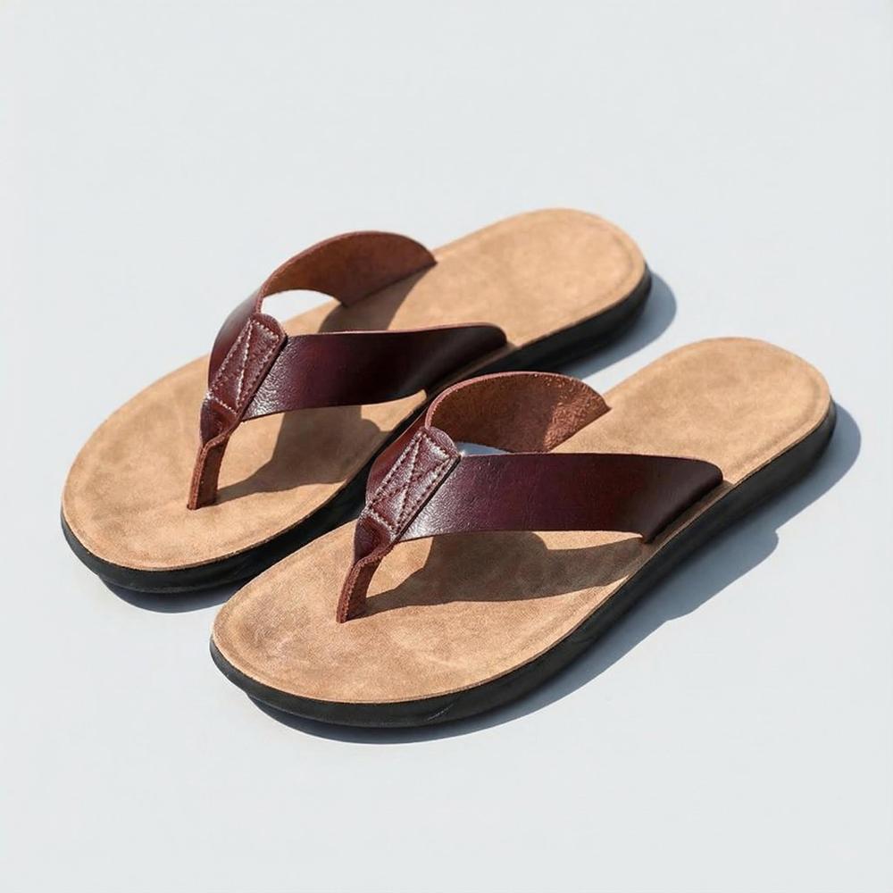Italian Leather Casual Flip Flops for Men