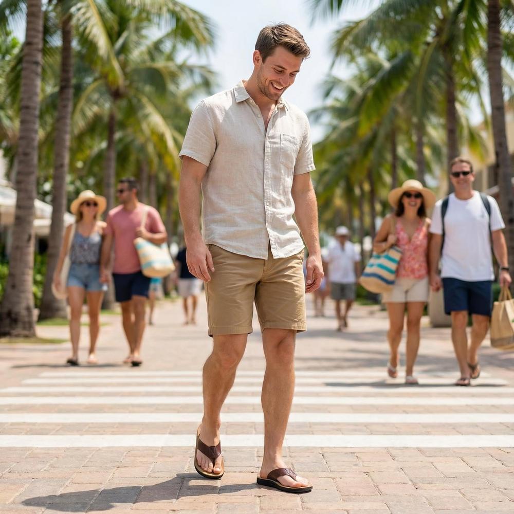 Italian Leather Casual Flip Flops for Men