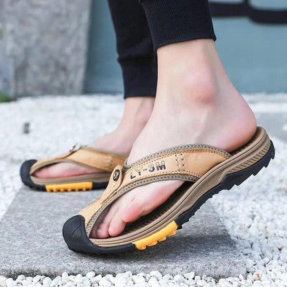 Luxury Genuine Cow Leather Men's Sandals with Anti-Slip Design for Summer