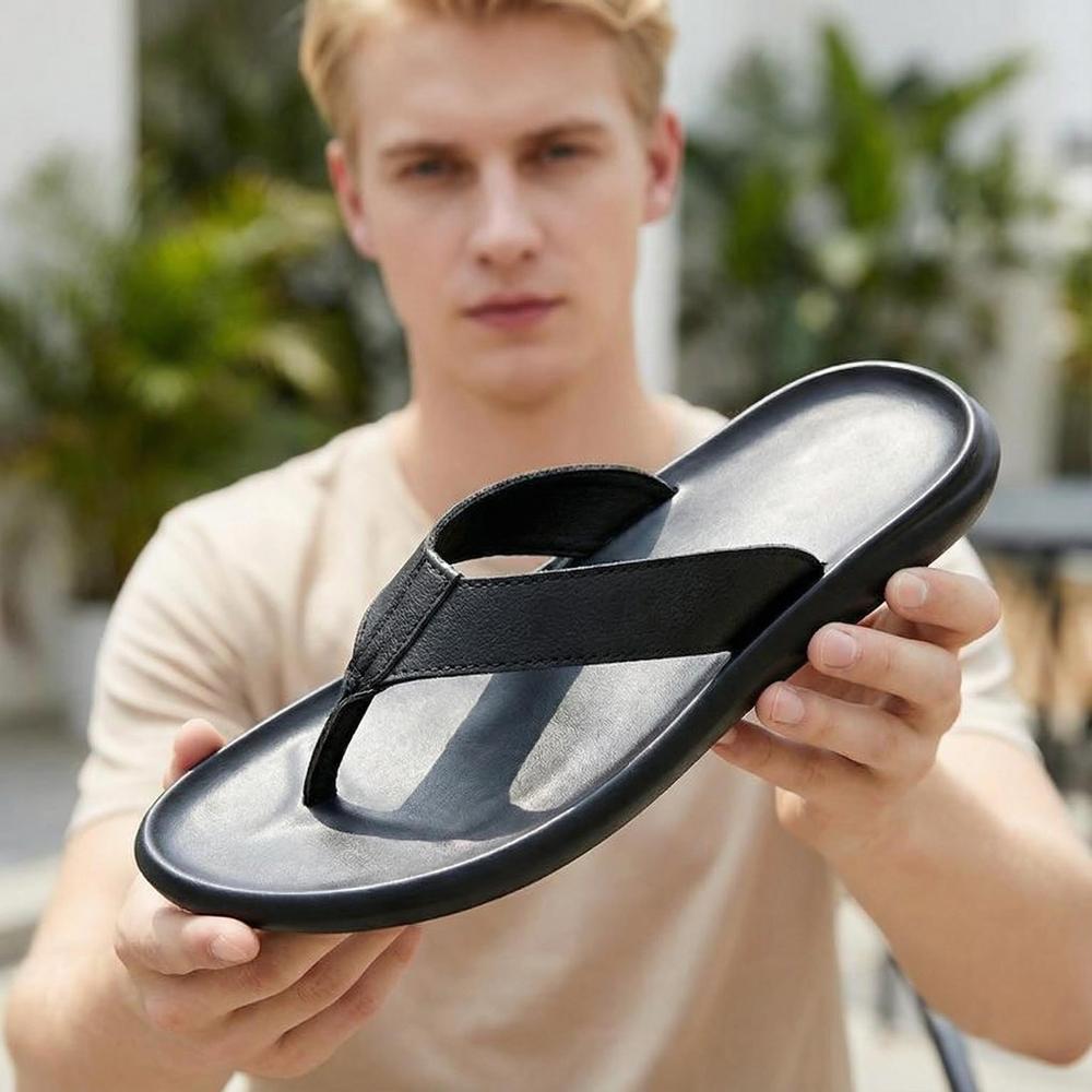 Men's Casual Leather Flip Flops