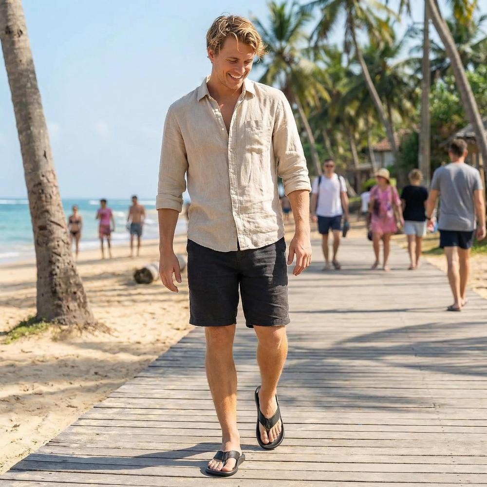 Men's Casual Leather Flip Flops