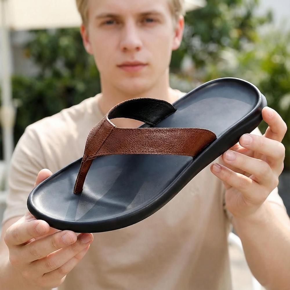 Men's Casual Leather Flip Flops