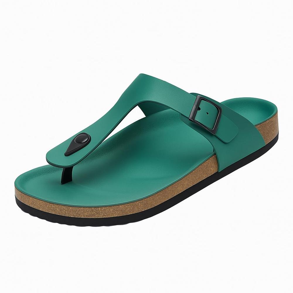 Men's Strap Sandals - Lightweight Leather Slide Sandals for Casual Wear