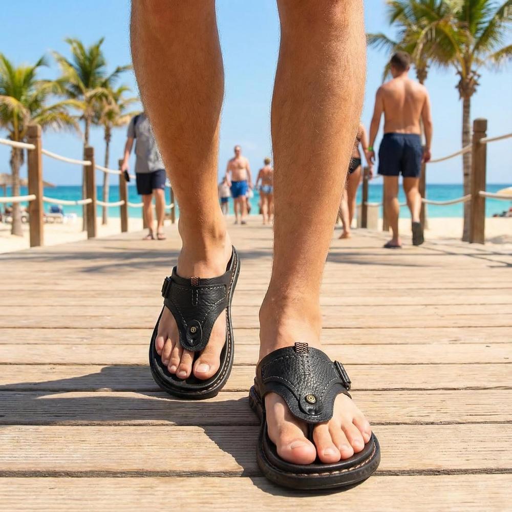 Retro Flip Flops for Men - Lightweight Beach Sandals