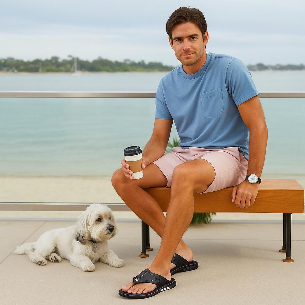 Retro Flip Flops for Men - Lightweight Beach Sandals