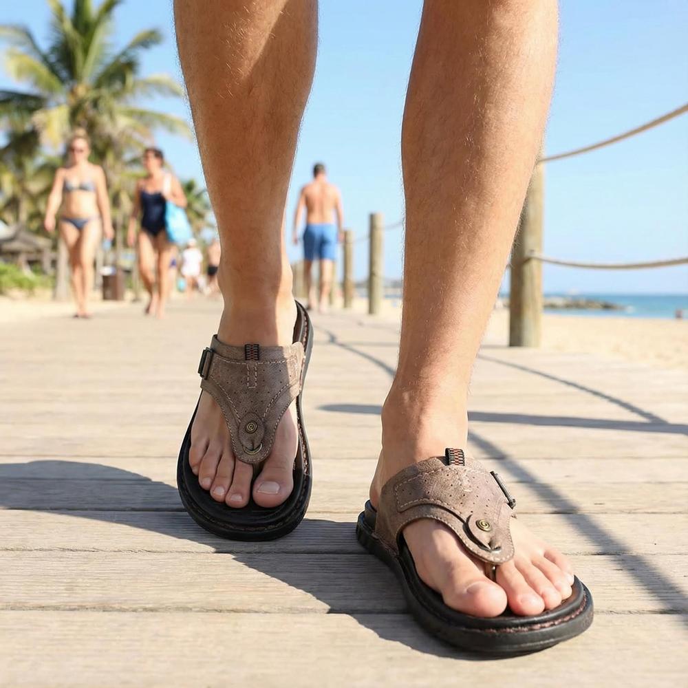 Retro Flip Flops for Men - Lightweight Beach Sandals
